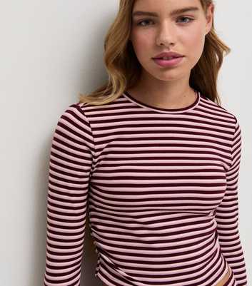Girls Red Stripe Long Sleeve Top
