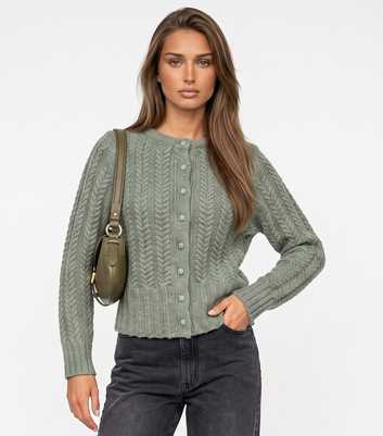 Urban Bliss Light Khaki Cabled Cardigan
