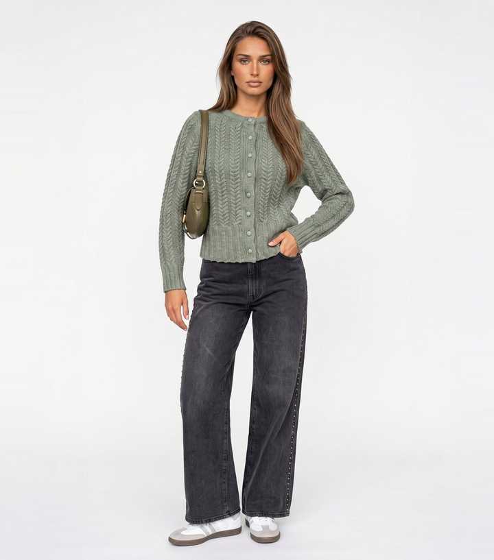 Urban Bliss Light Khaki Cabled Cardigan