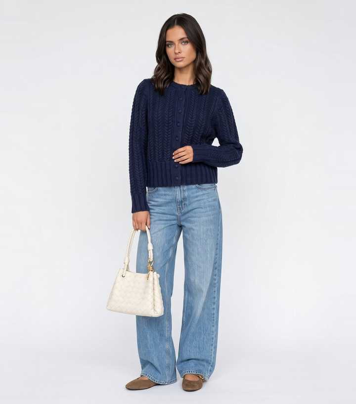 Urban Bliss Navy Cabled Cardigan
