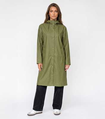 Urban Bliss Green Hooded Longline Raincoat