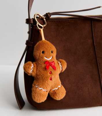 Brown Christmas Gingerbread Man Plush Bag Charm