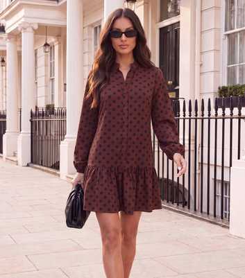 AX Paris Brown Polka Dot Smock Mini Dress