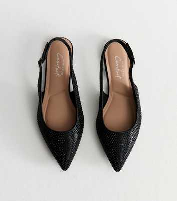Black Embellished Slingback Flats