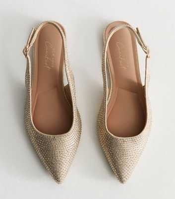 Gold Embellished Velvet Slingback Flats