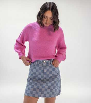 Sunshine Soul Light Blue Check Chambray Mini Skirt