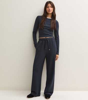 Premium Navy Wide Leg Joggers