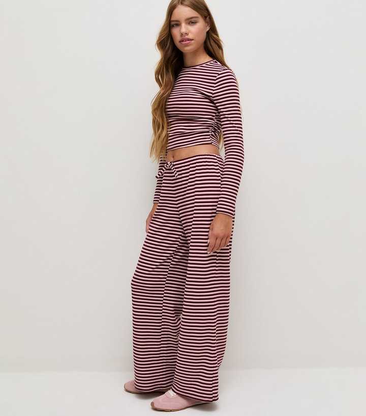 Girls Red Stripe Wide Leg Trouser