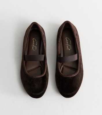 Wide Fit Dark Brown Velvet Sneakerina Ballet Flats