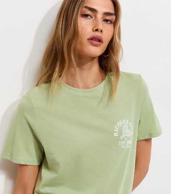 Light Green Racquet Club Tennis Print Relaxed T-Shirt