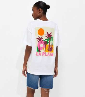 White Cotton La Playa Oversized T-Shirt
