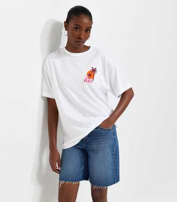 White Cotton La Playa Oversized T-Shirt