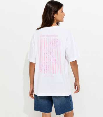 White Cotton Shell Print Oversized T-Shirt