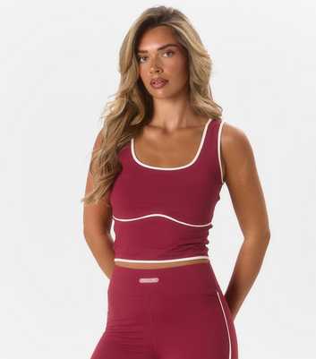 Peach:Fit Dark Burgundy Arabella Cropped Vest Top