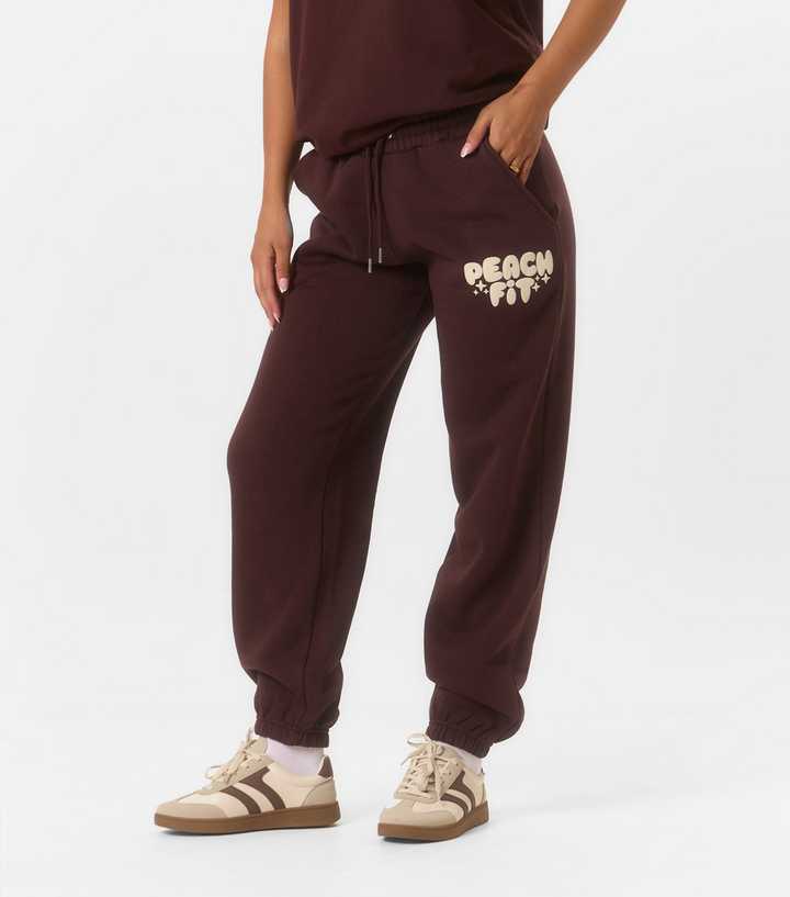 Peach:Fit Dark Brown Tapered Cosy Department Joggers
