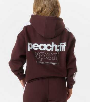 Peach:Fit Dark Brown Side Stripe Hoodie