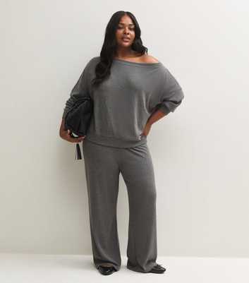 Curves Dark Grey Wide Leg Trousers