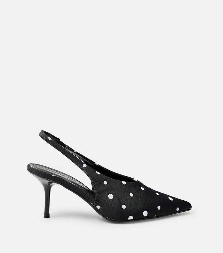 Public Desire Black Polka Dot Court Heels