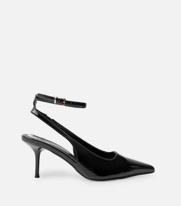 Public Desire Black Faux Patent Leather Court Heels