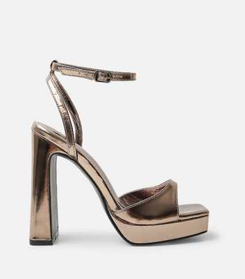 Public Desire Gold Faux Leather Metallic Platform Sandals