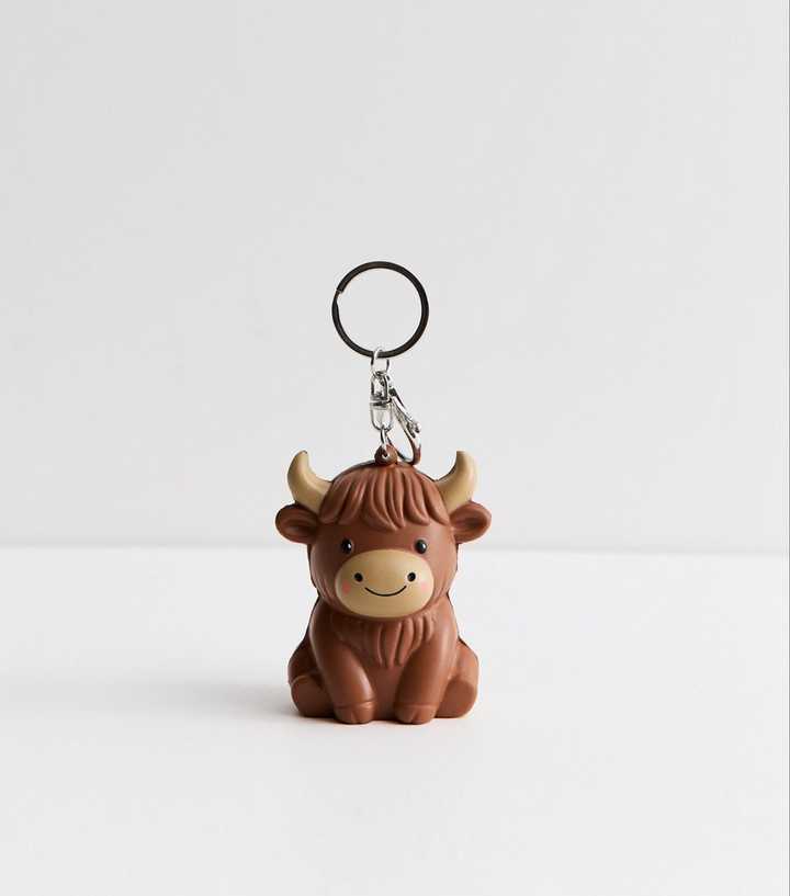 Brown Highland Cow Foam Stress Ball Key Ring