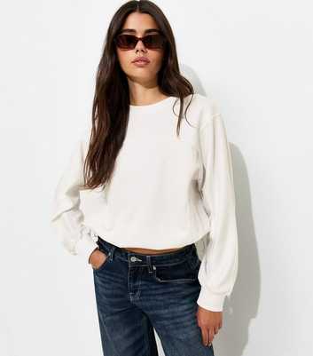 Cream Panelled Drawstring Hem Sweatshirt