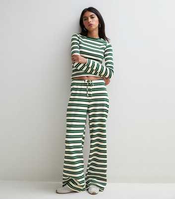 Green Cotton Rich Striped Long Sleeve Baby Tee T-Shirt