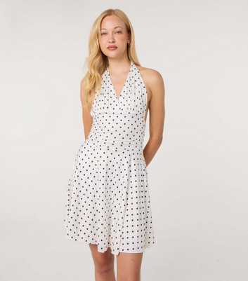 Pink Vanilla Off White Polka Dot Slinky Mini Dress