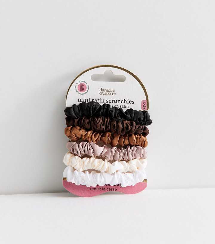Danielle Creations Pack of 6 Multicoloured Mini Satin Scrunchies