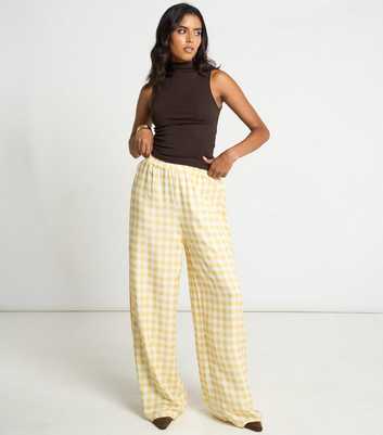 Arch Yellow Gingham Wide Leg Trousers