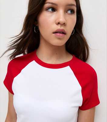 Girls White Raglan Sleeve T-Shirt