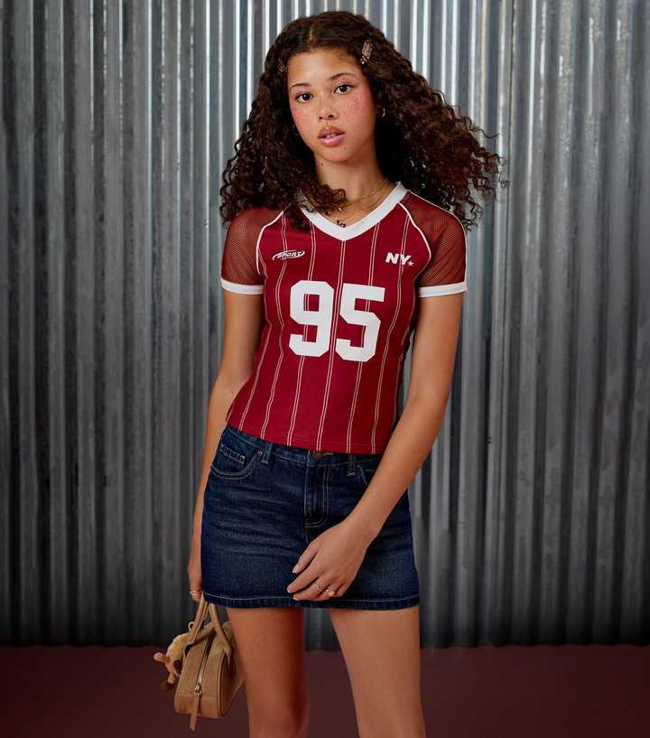 Girls Dark Burgundy 95 Ruched Raglan T-Shirt