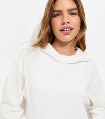 Girls Off White Cotton Rich Relaxed Hoodie