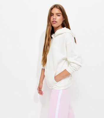 Girls Off White Cotton Rich Relaxed Hoodie