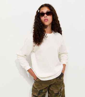 Girls Off White Cotton Rich Relaxed Sweatshirt