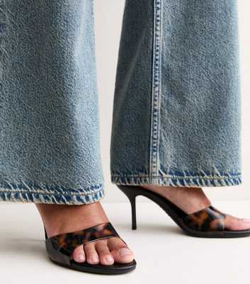 Brown Clear Tortoiseshell Stiletto Mules
