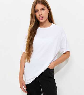 Girls White Cotton Rich Relaxed Crew Neck T-Shirt