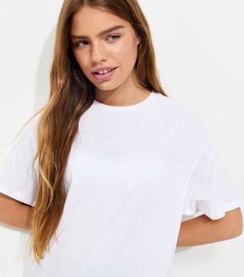 Girls White Cotton Rich Relaxed Crew Neck T-Shirt