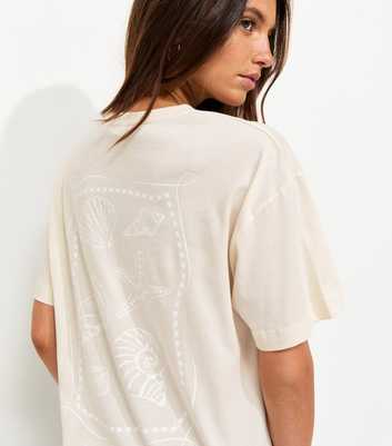 Off White Cotton Shells Print Oversized T-Shirt