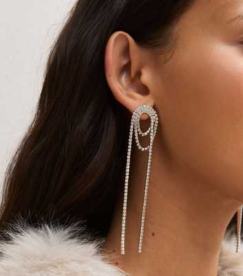 Silver Tone Diamante Embellished Faux Pearl Round Stud Earrings
