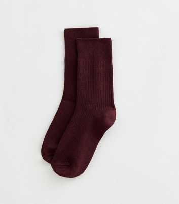 Dark Burgundy Cotton Rich Glitter Ribbed Ankle Socks