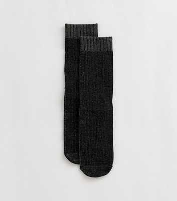 Black Glitter Mesh Ribbed Socks