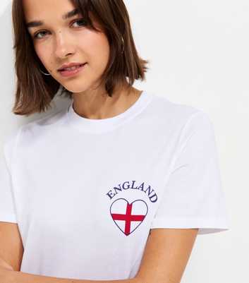 White Cotton England Heart Print Relaxed T-Shirt