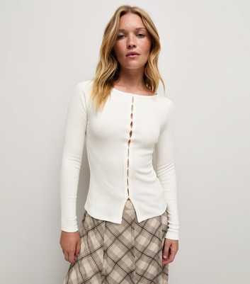 White Cotton Rich Button Through Long Sleeve Top