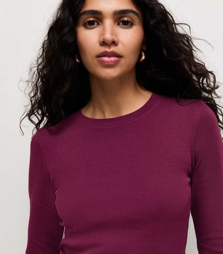 Dark Burgundy Cotton Rich Long Sleeve Baby Tee Top