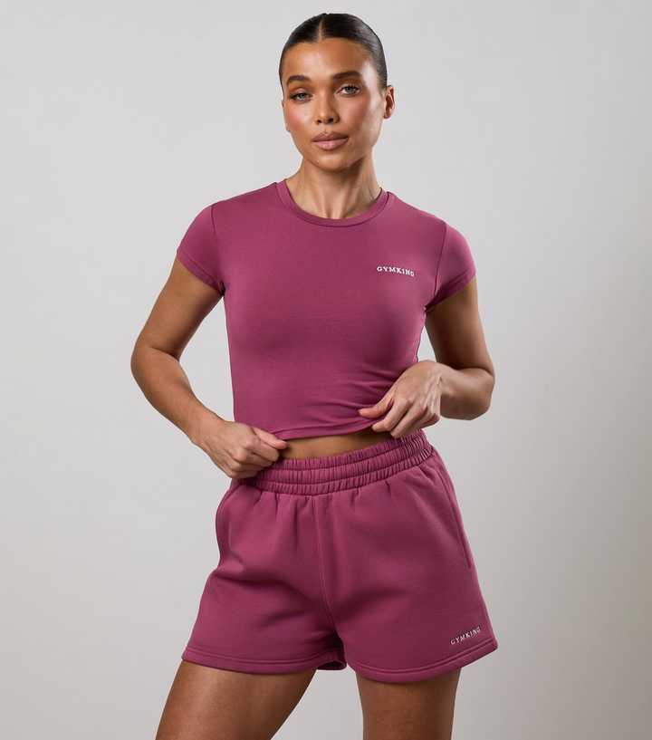 Gym King  Light Burgundy Fitted Crop T-Shirt