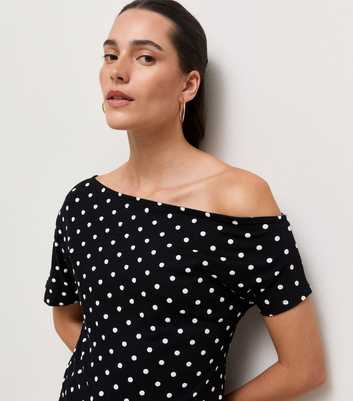 Black Polka Dot Off the Shoulder Top