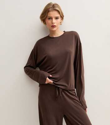 Dark Brown Boxy Long Sleeve T-Shirt