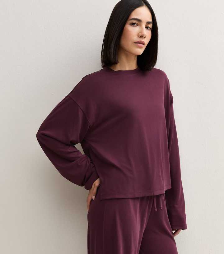 Dark Burgundy Boxy Long Sleeve T-Shirt