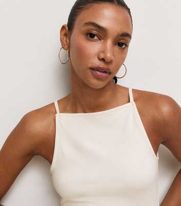 Off White Slinky Jersey Sleeveless Apron Vest